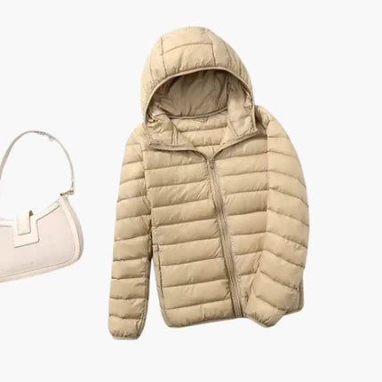 Women’s Down Jacket with Hood and Zipper