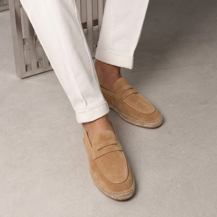 Men’s Slip-On Espadrille Loafers – Strap Detail & Braided Sole