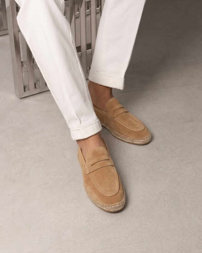 Men’s Slip-On Espadrille Loafers – Strap Detail & Braided Sole