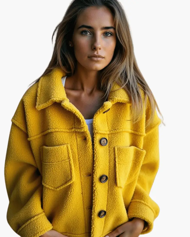 Women's Fleece Jacket with Buttons – Cozy & Warm