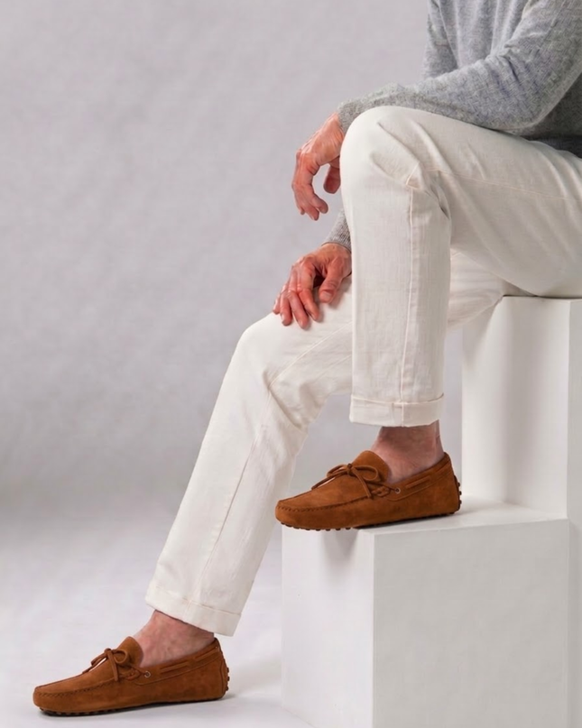 Men’s Slip-On Loafers – Bow Detail & Textured Sole