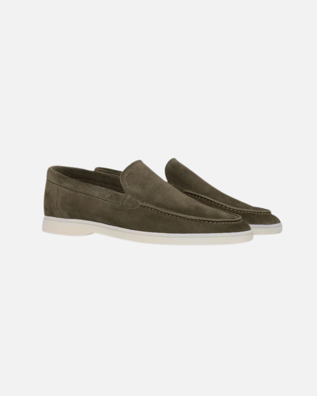 Men’s Slip-On Loafers – Stitched Detail & White Sole