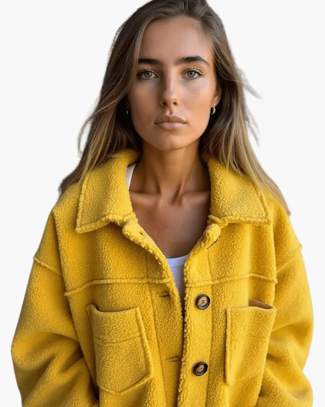 Women's Fleece Jacket with Buttons – Cozy & Warm