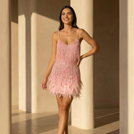 Jane | Feather Mini Dress