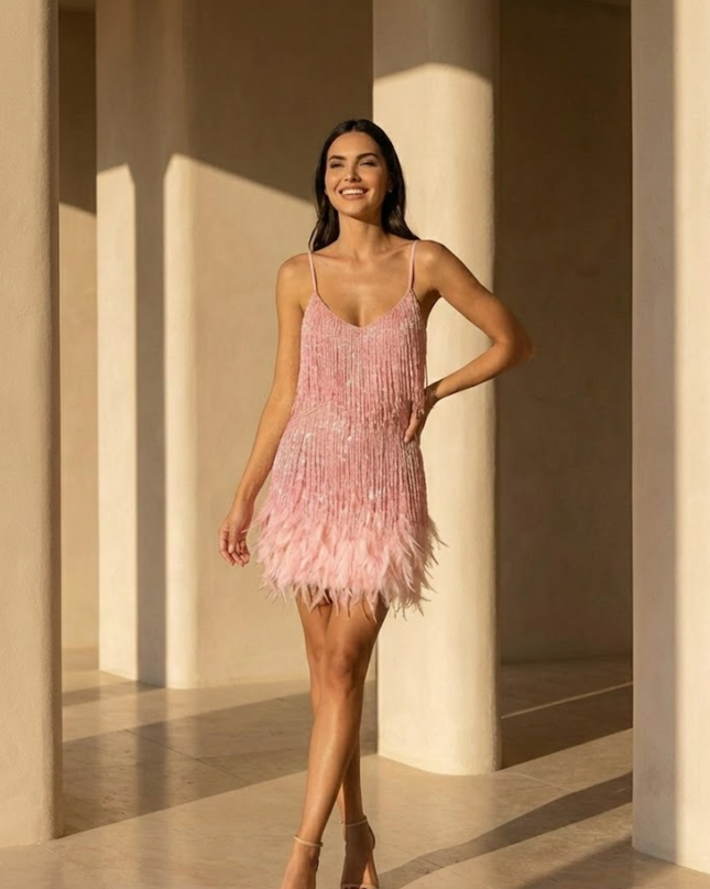 Jane | Feather Mini Dress