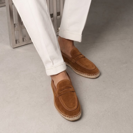 Men’s Slip-On Espadrille Loafers – Strap Detail & Braided Sole