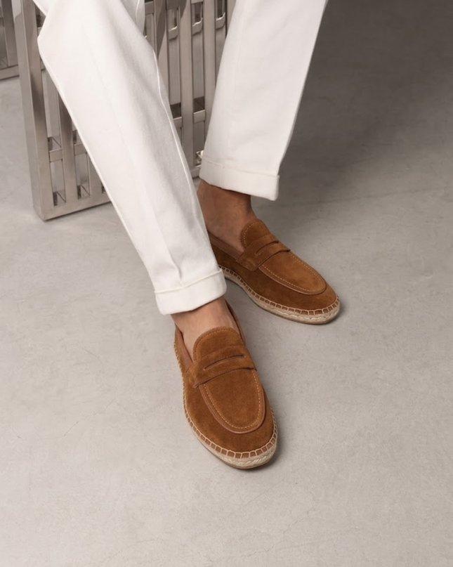 Men’s Slip-On Espadrille Loafers – Strap Detail & Braided Sole
