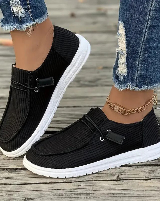 Margaret - Ribbed Slip-On Flats for Effortless Style