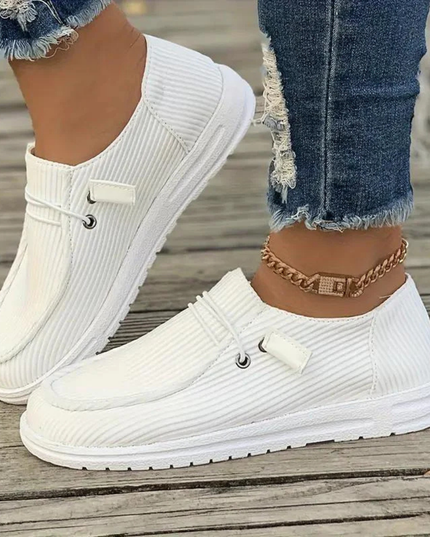 Margaret - Ribbed Slip-On Flats for Effortless Style