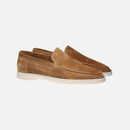 Men’s Slip-On Loafers – Stitched Detail & White Sole