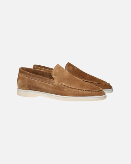 Men’s Slip-On Loafers – Stitched Detail & White Sole