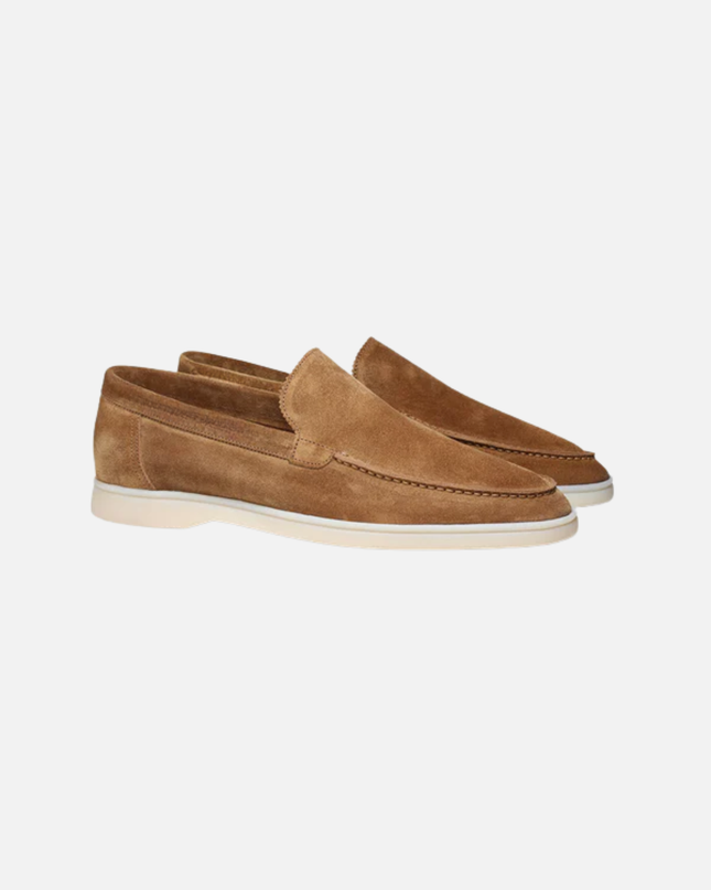 Men’s Slip-On Loafers – Stitched Detail & White Sole