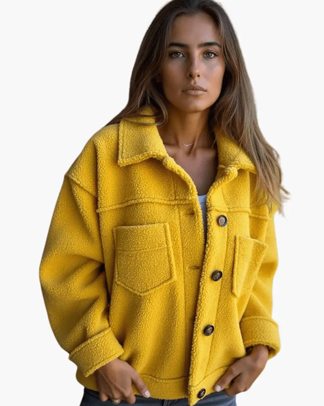 Women's Fleece Jacket with Buttons – Cozy & Warm