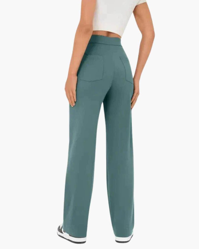 High Waist Palazzo Pants for Women with Button Placket – Stylish & Comfortable