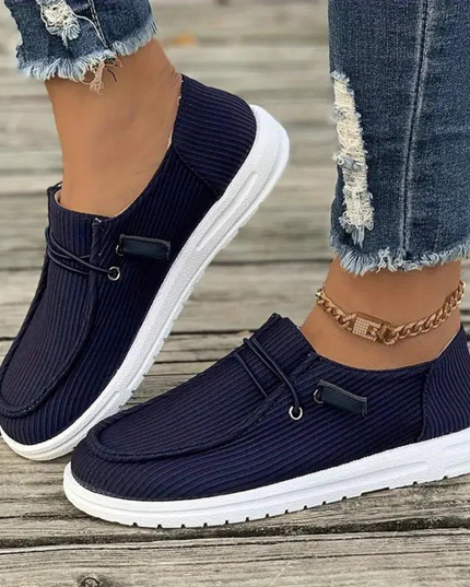Margaret - Ribbed Slip-On Flats for Effortless Style