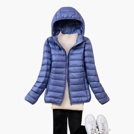 Women’s Down Jacket with Hood and Zipper