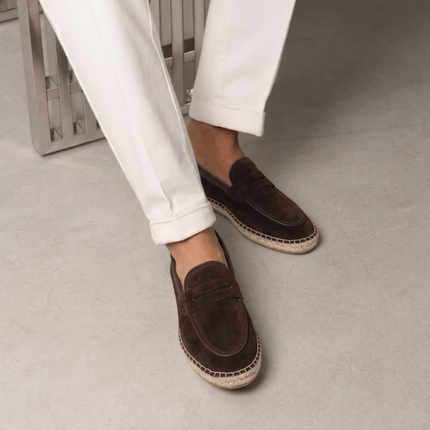 Men’s Slip-On Espadrille Loafers – Strap Detail & Braided Sole