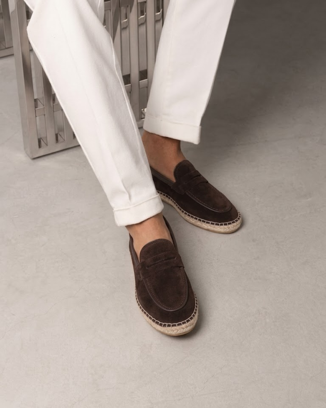 Men’s Slip-On Espadrille Loafers – Strap Detail & Braided Sole
