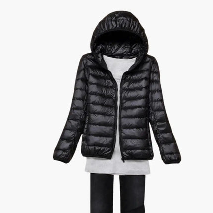 Women’s Down Jacket with Hood and Zipper