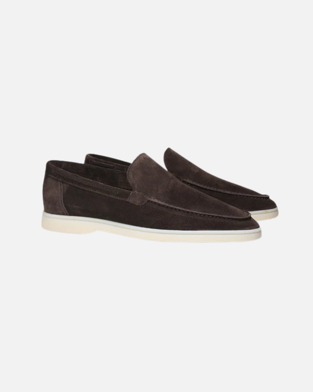 Men’s Slip-On Loafers – Stitched Detail & White Sole