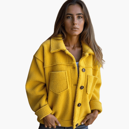 Women's Fleece Jacket with Buttons – Cozy & Warm