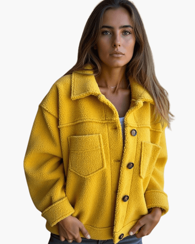 Women's Fleece Jacket with Buttons – Cozy & Warm
