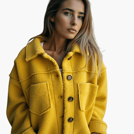 Women's Fleece Jacket with Buttons – Cozy & Warm