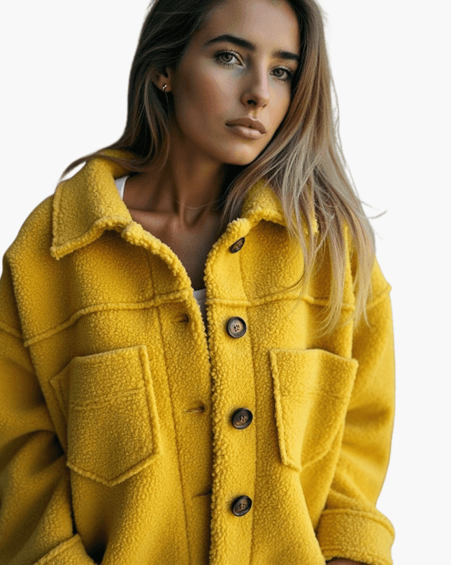 Women's Fleece Jacket with Buttons – Cozy & Warm
