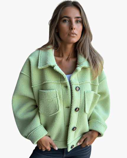 Women's Fleece Jacket with Buttons – Cozy & Warm