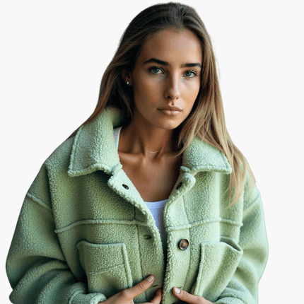 Women's Fleece Jacket with Buttons – Cozy & Warm