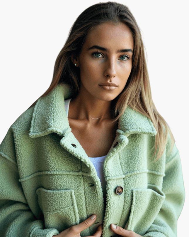 Women's Fleece Jacket with Buttons – Cozy & Warm