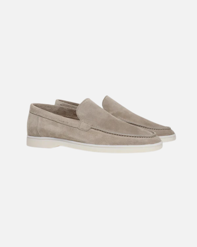 Men’s Slip-On Loafers – Stitched Detail & White Sole