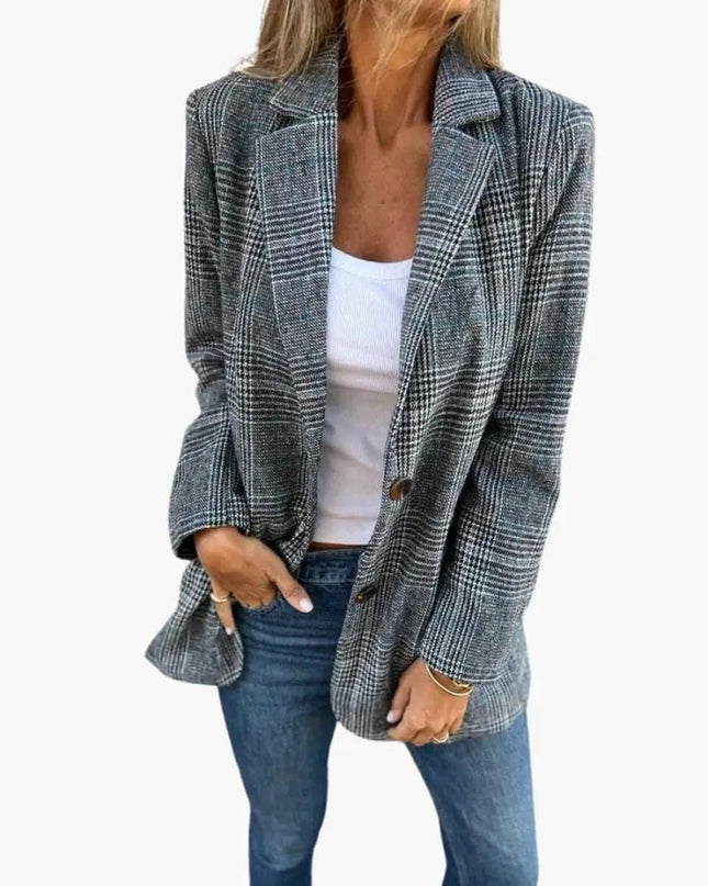 Checked Blazer for Women - Tailored Slim Fit Look