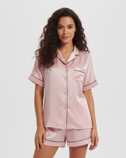 Marise | Short Sleeve Pyjama Set in Pure Silk