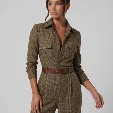 Fiona | Elegant Tweed Jumpsuit with Check Pattern