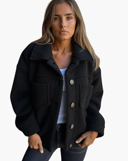 Women's Fleece Jacket with Buttons – Cozy & Warm