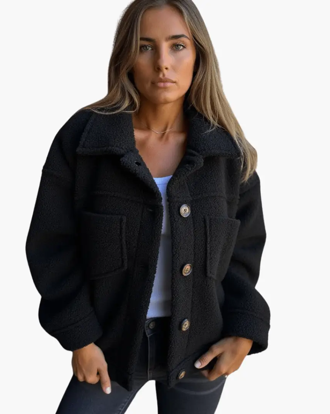 Women's Fleece Jacket with Buttons – Cozy & Warm