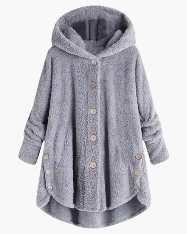 Women's Jacket with Hood and Button Closure