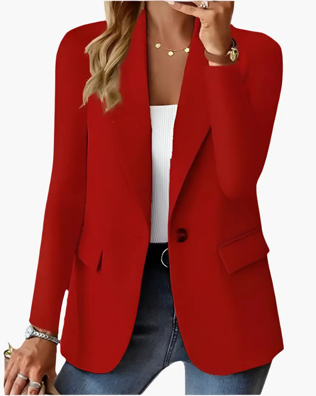Women's Blazer with Notched Lapel and Front Button