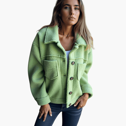 Women's Fleece Jacket with Buttons – Cozy & Warm