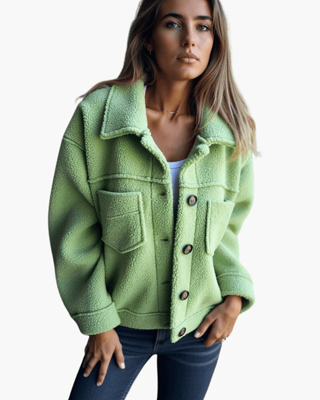 Women's Fleece Jacket with Buttons – Cozy & Warm