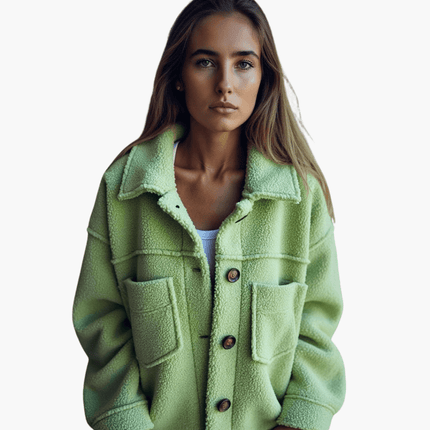 Women's Fleece Jacket with Buttons – Cozy & Warm