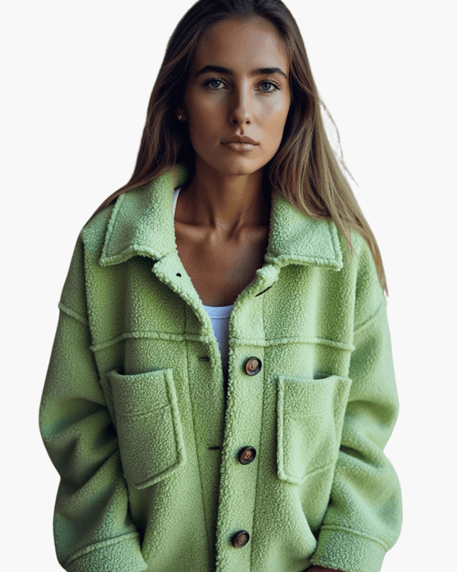 Women's Fleece Jacket with Buttons – Cozy & Warm