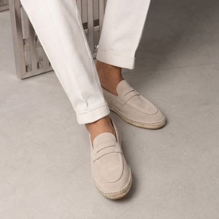Men’s Slip-On Espadrille Loafers – Strap Detail & Braided Sole
