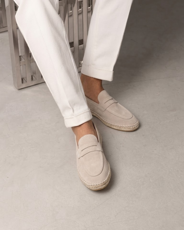 Men’s Slip-On Espadrille Loafers – Strap Detail & Braided Sole