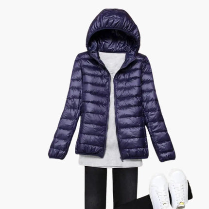 Women’s Down Jacket with Hood and Zipper