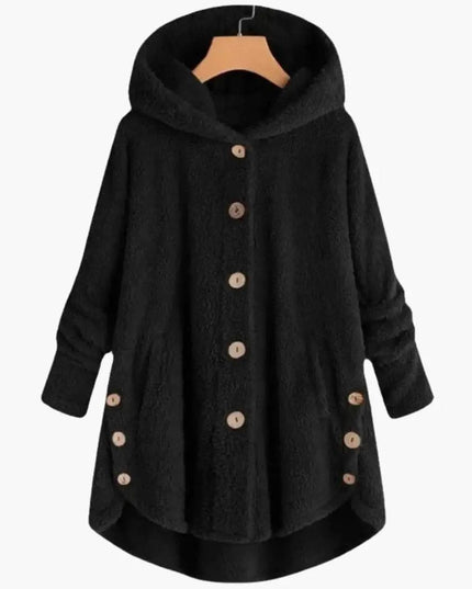 Women's Jacket with Hood and Button Closure