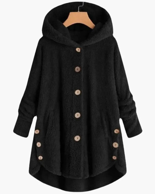 Women's Jacket with Hood and Button Closure
