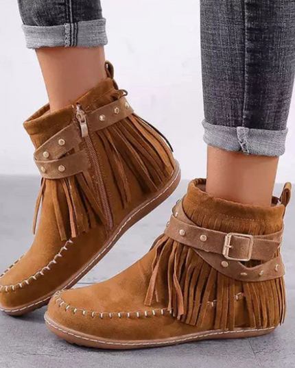 Allison - Stylish Fringe Ankle Boots for Any Occasion