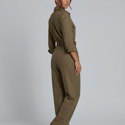 Fiona | Elegant Tweed Jumpsuit with Check Pattern